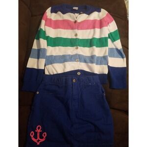 Gymboree stripes and anchors M 7 8 outfit sweater skort